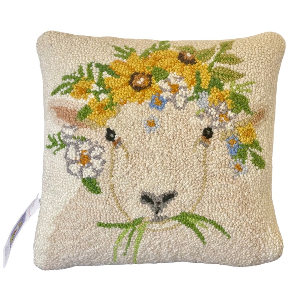 Mary Lake Thompson Spring Sheep Accent Pillow 14" Square NWT